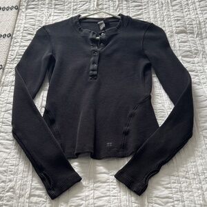 Sweaty Betty Black Long Sleeve Henley Top